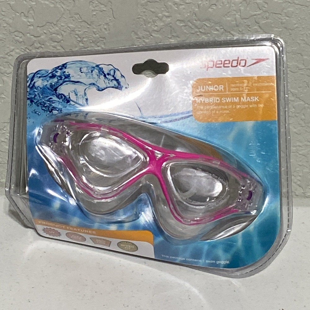 Speedo Junior Hybrid Swim Mask Swimming Goggles Age 6-14 UV Anti-Fog Speed NEW